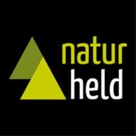Logo "natur held" mit zwei gelb-grünen Dreiecken