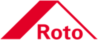 Rotes Roto-Logo mit Dachform